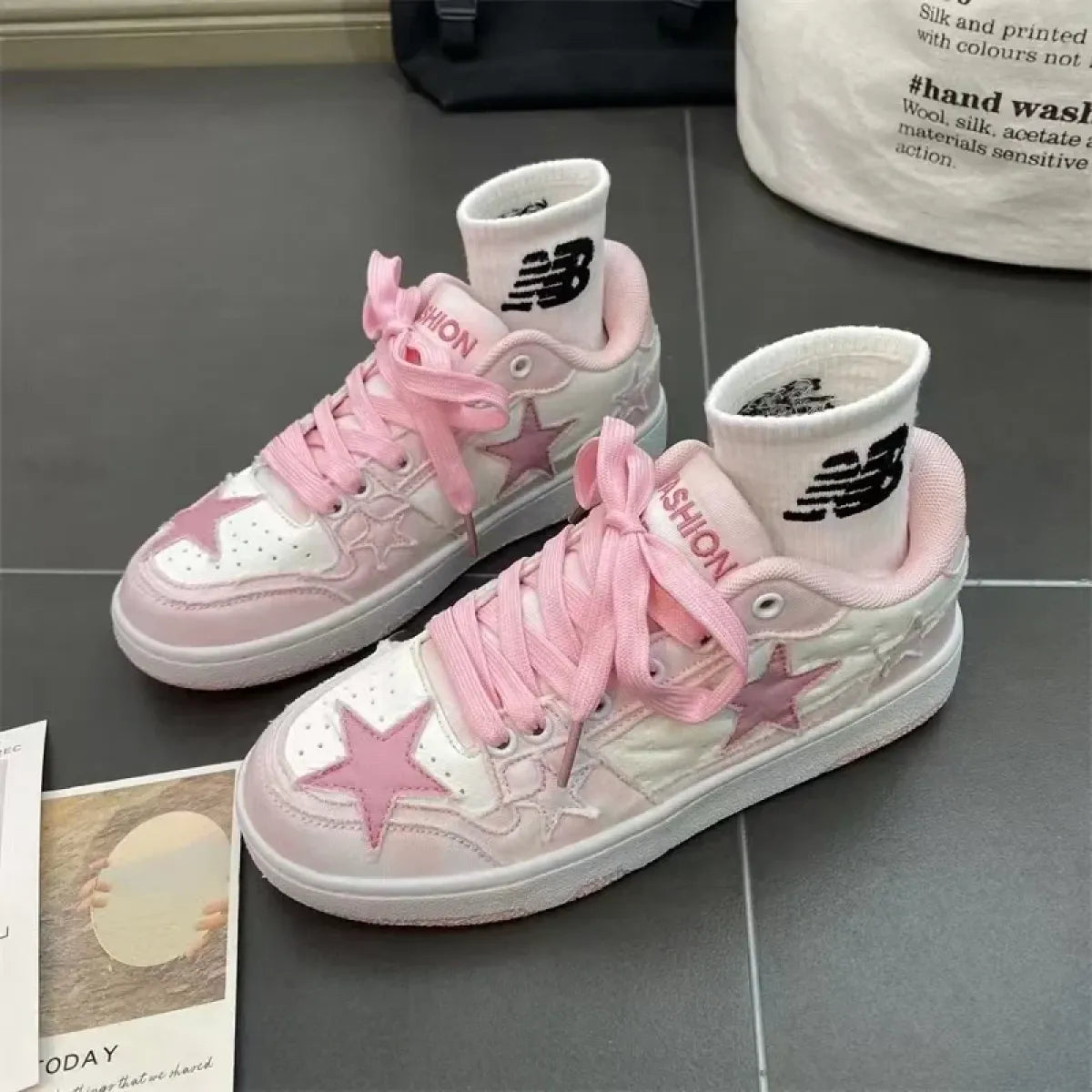 Y2K Pink Flat Fashion Sneakers for Women