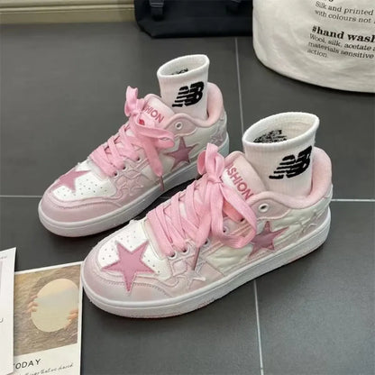 Y2K Pink Flat Fashion Sneakers for Women