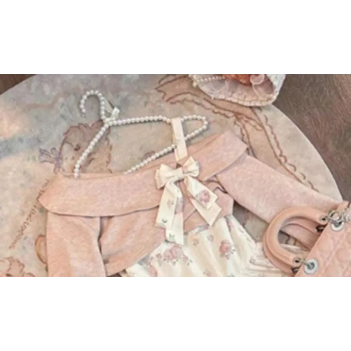 Y2K Sweet Bow Corduroy Top & Floral Dress Set – Gentle Slim Fit