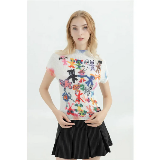 Y2K Graphic Print Women's T-Shirt - Harajuku Korean Fashion O-Neck Tee