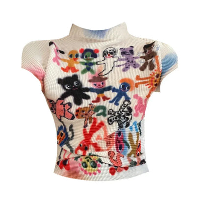 Y2K Graphic Print Women's T-Shirt - Harajuku Korean Fashion O-Neck Tee