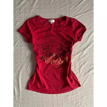 Y2K Graphic Tee – Vintage Retro Slim Fit Short Sleeve