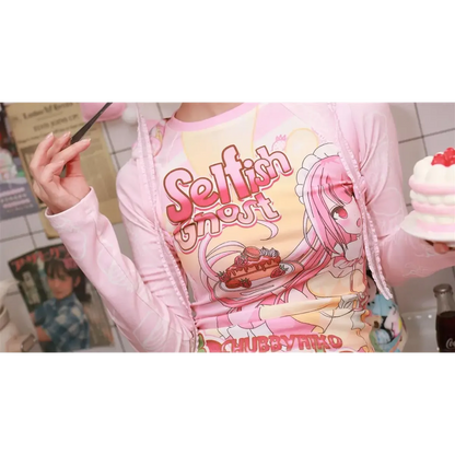 Y2K Harajuku Cartoon Print Slim T-Shirt – Kawaii Women's Streetwear