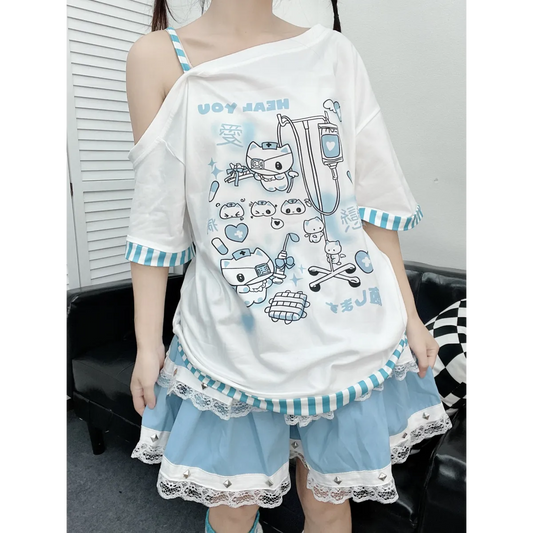 Y2K Harajuku T-Shirt – Japanese Patchwork