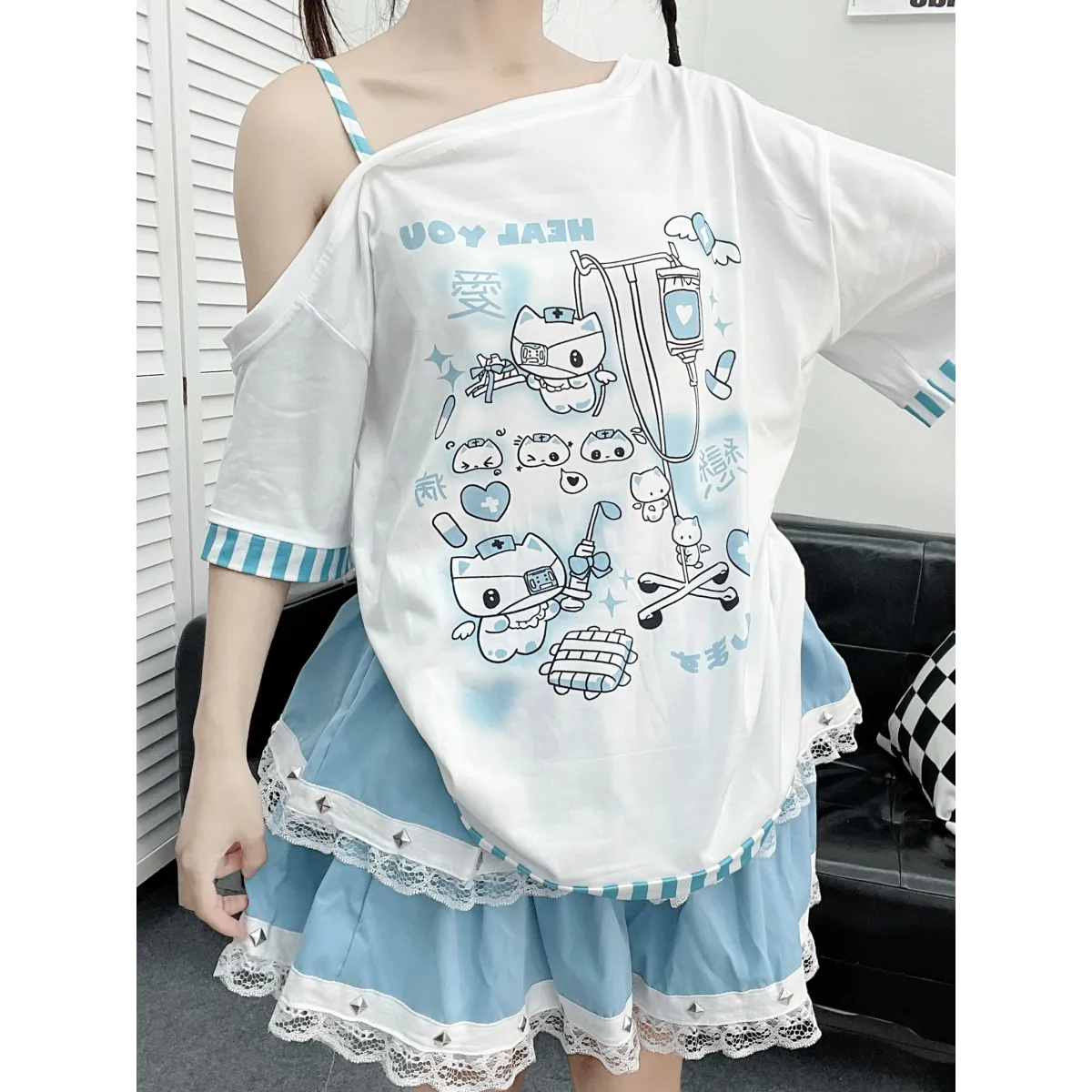 Y2K Harajuku T-Shirt – Japanese Patchwork