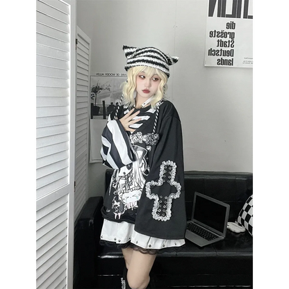 Y2K Japanese Cartoon T-Shirt – Loose Grunge Fairycore Kawaii Top