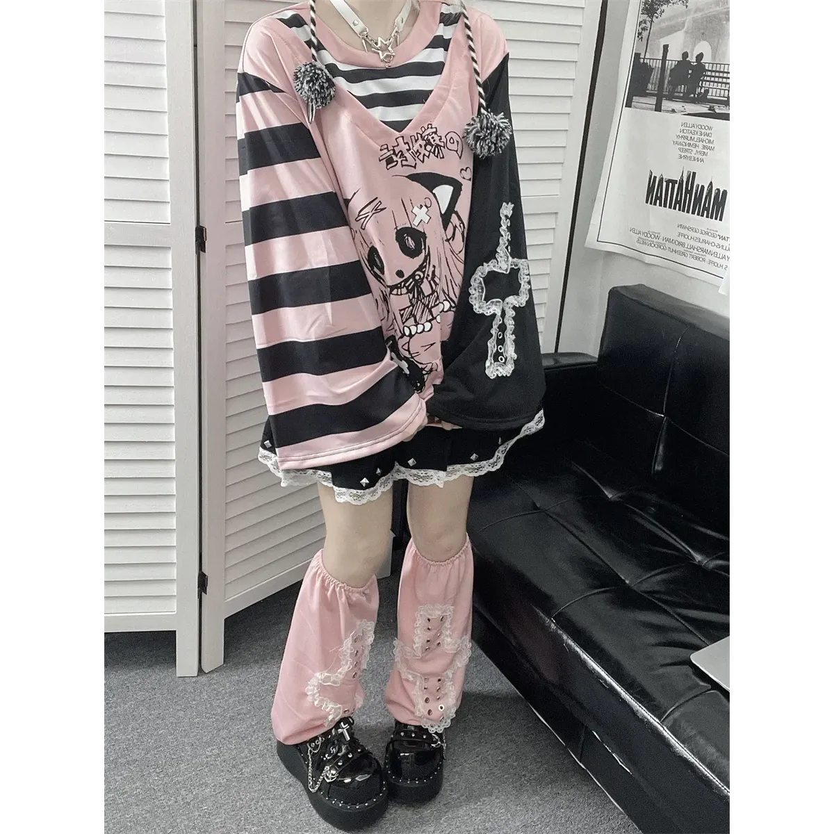 Y2K Japanese Cartoon T-Shirt – Loose Grunge Fairycore Kawaii Top