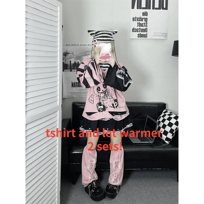 Y2K Japanese Cartoon T-Shirt – Loose Grunge Fairycore Kawaii Top