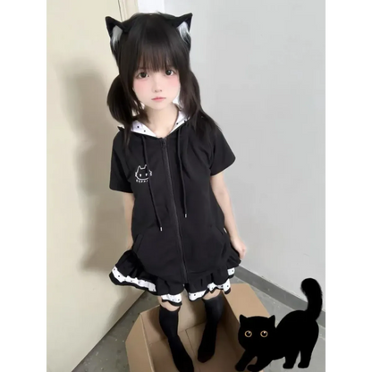 Y2K Kawaii Cat T-Shirt – Sweet Harajuku Patchwork Soft Girl Top