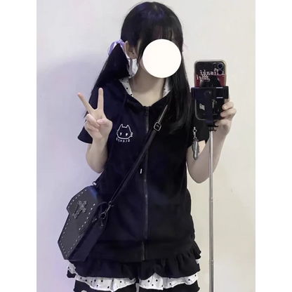 Y2K Kawaii Cat T-Shirt – Sweet Harajuku Patchwork Soft Girl Top