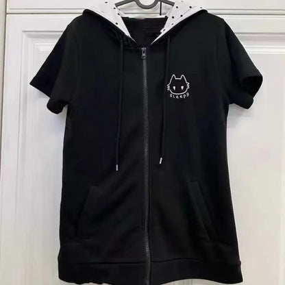 Y2K Kawaii Cat T-Shirt – Sweet Harajuku Patchwork Soft Girl Top