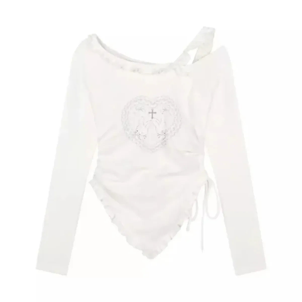 Y2K Kawaii Harajuku Two-Piece Set – Ruffle Skirt & Long Sleeve Top