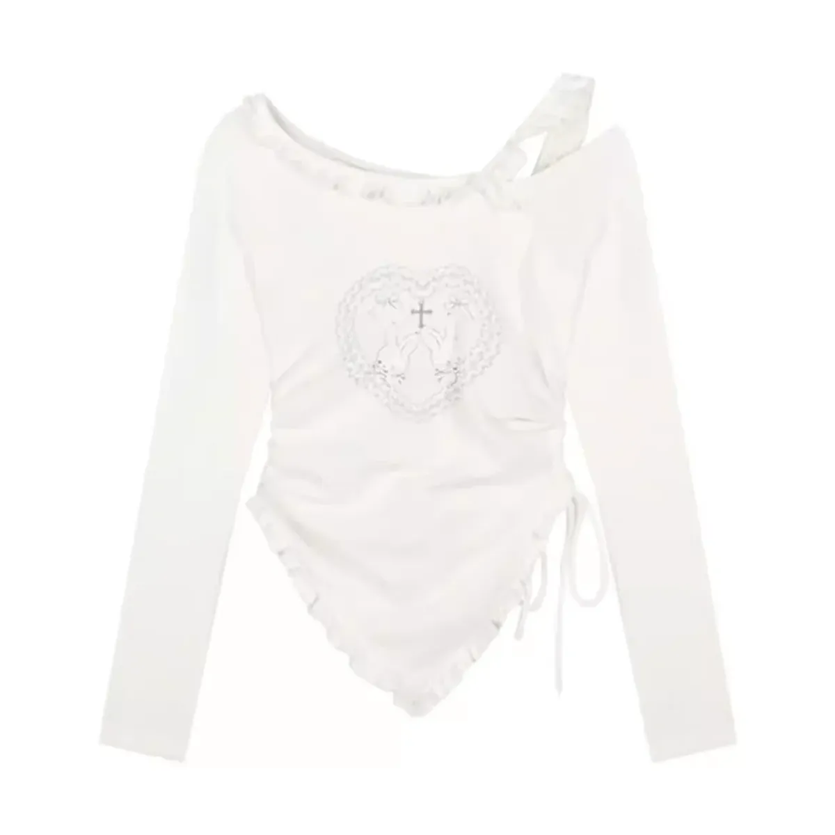 Y2K Kawaii Harajuku Two-Piece Set – Ruffle Skirt & Long Sleeve Top