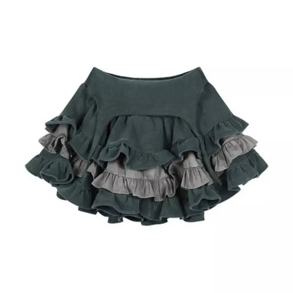 Y2K Kawaii Harajuku Two-Piece Set – Ruffle Skirt & Long Sleeve Top