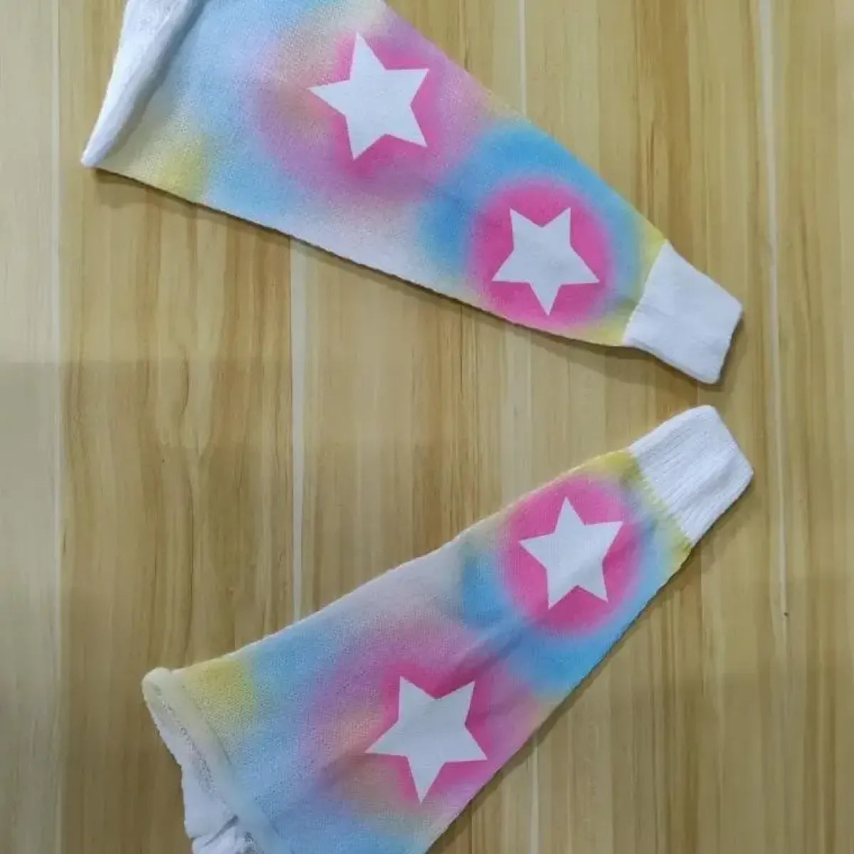 Y2K Kawaii Star Leg Warmers – Harajuku Pastel Tie-Dye Sleeves