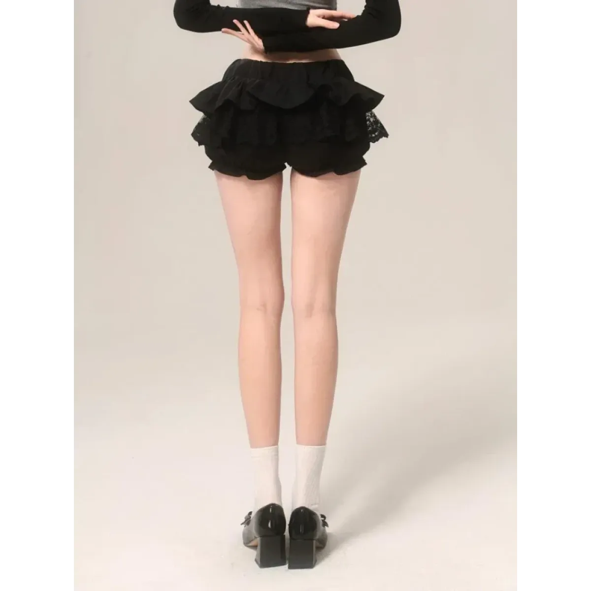 Y2K Lace Ruffle Mini Skirt – Kawaii Coquette Low Waist