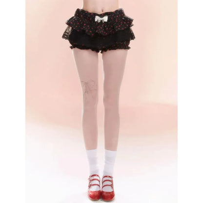 Y2K Lace Ruffle Mini Skirt – Kawaii Coquette Low Waist