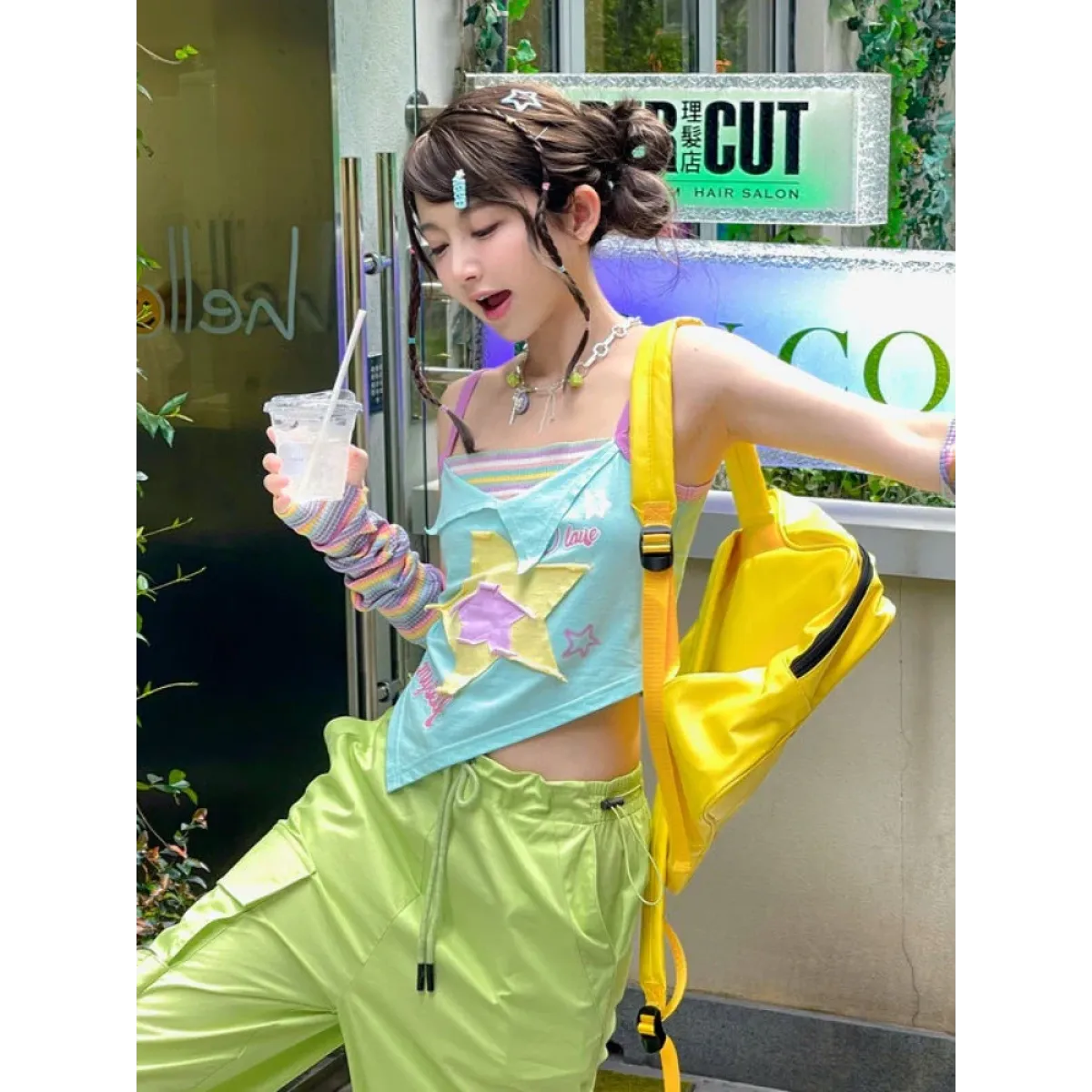 Y2K Patchwork Tees - Harajuku Kawaii Slim Tanks