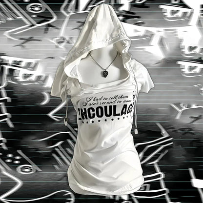 Y2K Punk Grunge T-Shirt – Hooded Slim Fit Retro Tee