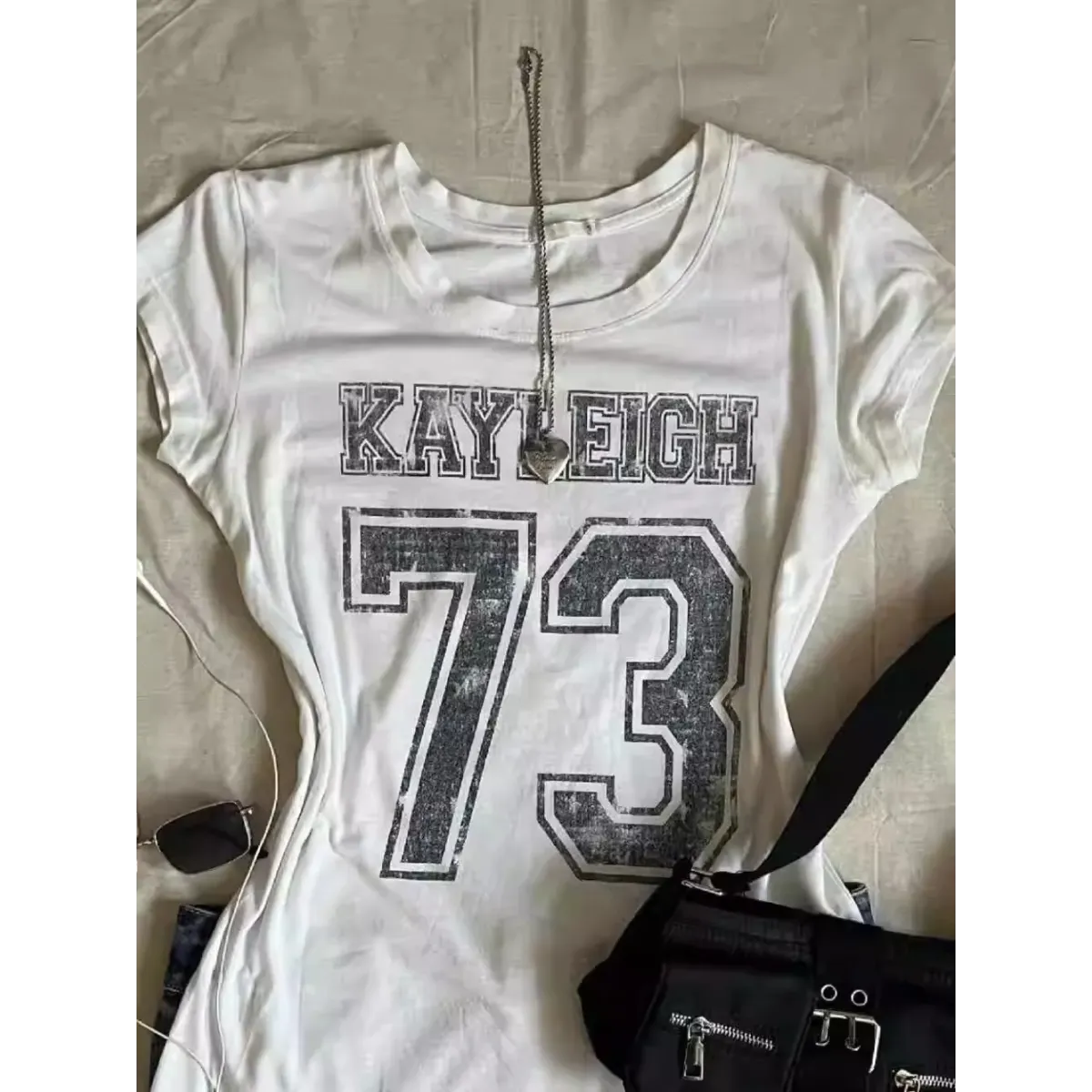 Y2K Punk Vintage T-Shirt – Number Print Slim Fit Tee