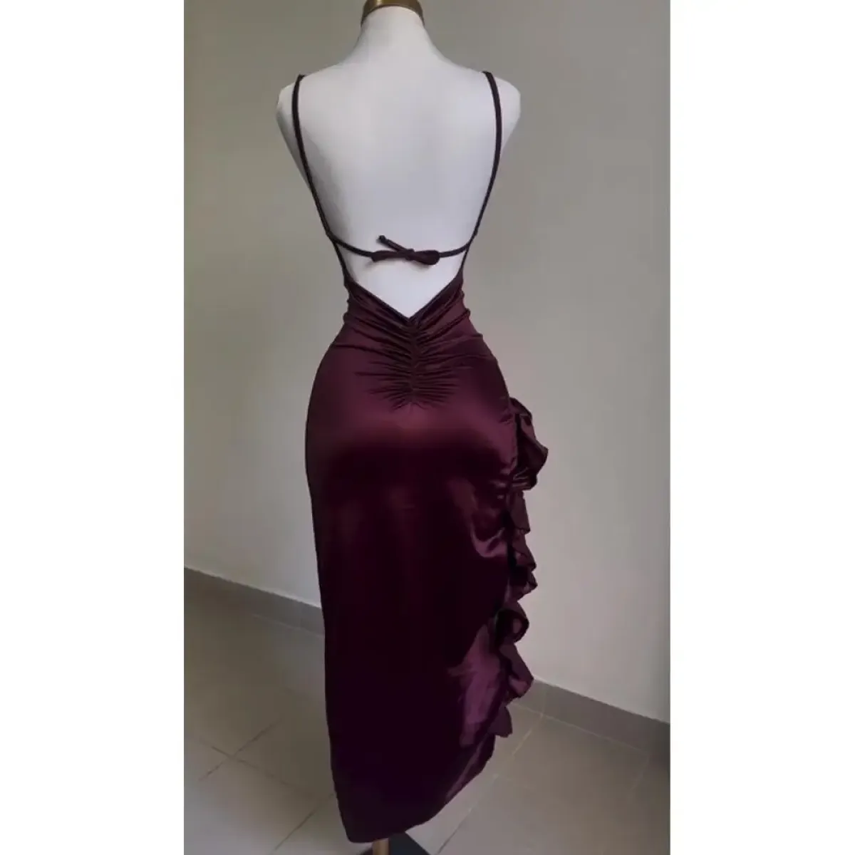 Y2K Sexy Halter Dress - Ruffled High-Slit Spice Girl Gown