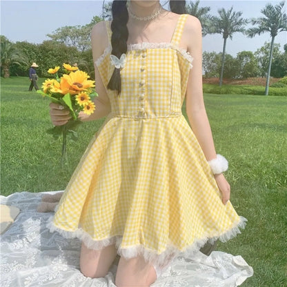 Yellow Plaid Fairy Tale Dress