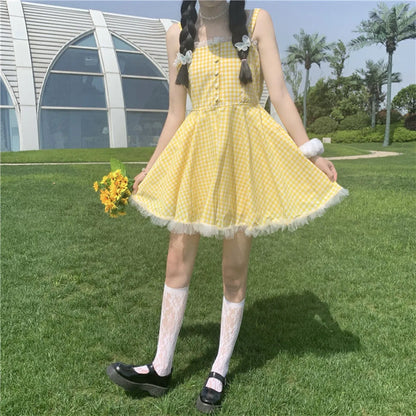 Yellow Plaid Fairy Tale Dress